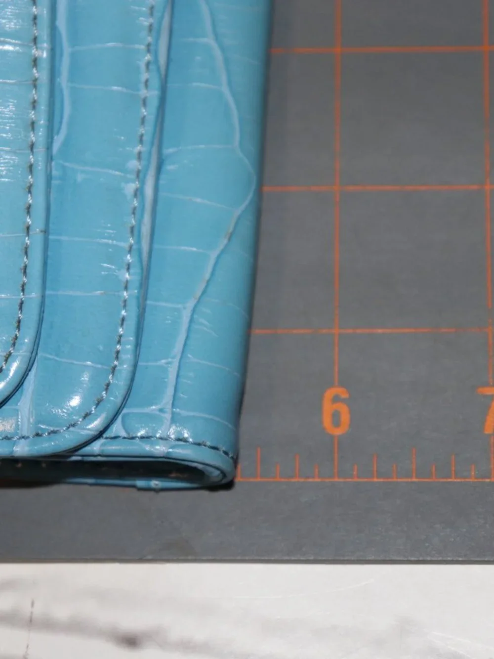 💙 Vintage Blue Croc‑Texture Wallet Purse · 5.5